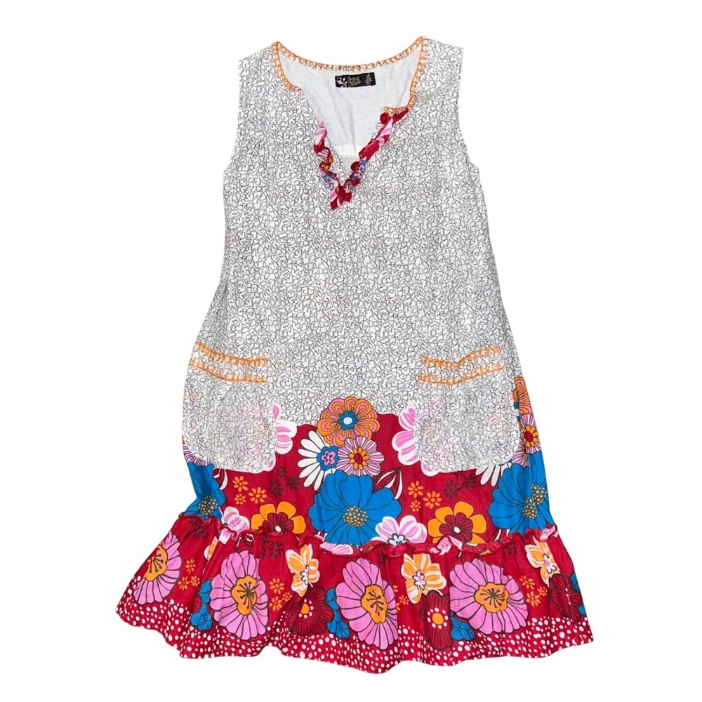 Ivy & Moon Girls Dress Size 7/8 Floral Mixed Print Sleeveless Ruffle Dress Boho